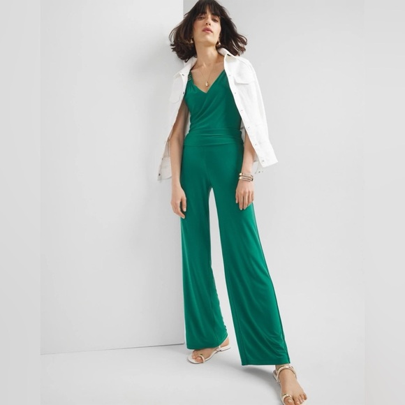 White House black market  wide leg ruched waist small green pants - Picture 1 of 13